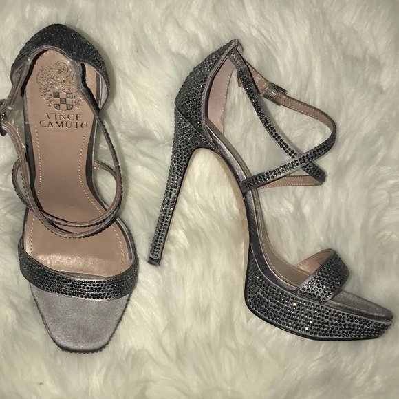 Vince Camuto Shoes - Vince Camuto Silver Rhinestone Heels Size 8.5
